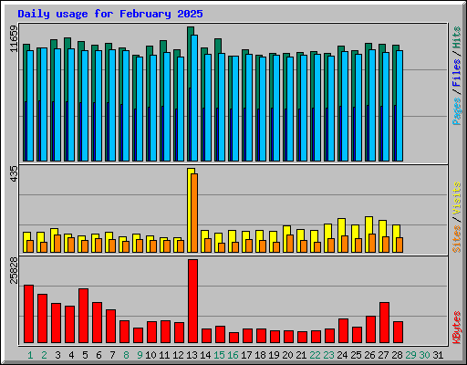 Daily usage for February 2025